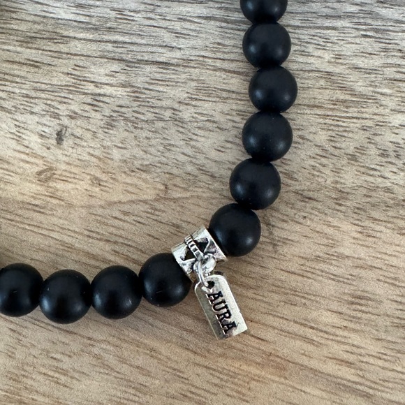 Aura Black Matte Stone Beaded Bracelet NWOT - Picture 3 of 3